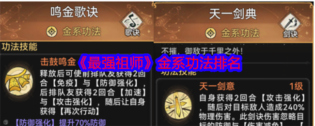 《最强祖师》金系功法排名