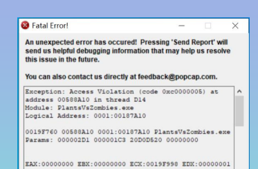 《植物大战僵尸杂交版》2.2出现错误代码解决方法