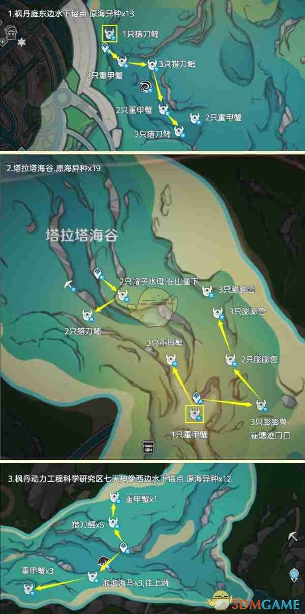 《原神》异海凝珠采集路线图介绍